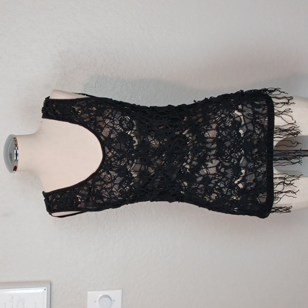 Luluman Black Crochet Tank Top Lg